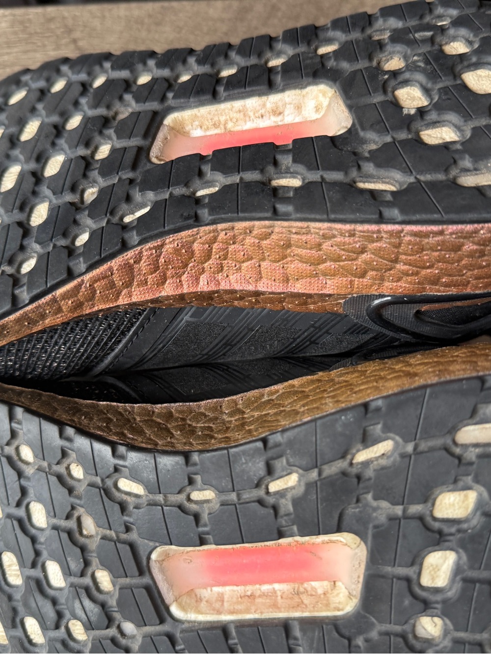 adidas Black Knit Running Shoes with Rose Gold Accents - Picture 8 of 9
